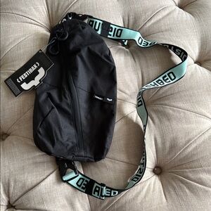 New Festibax Black Belt Bag with Teal Strap